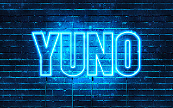 Happy Birtay Yuno, , blue neon lights, Yuno name, creative, Yuno Happy Birtay, Yuno Birtay, popular japanese male names, with Yuno name, Yuno HD wallpaper