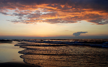 Nature, Sea, Clouds, Sand, Shore, Bank, Wet, Evening, Air HD wallpaper