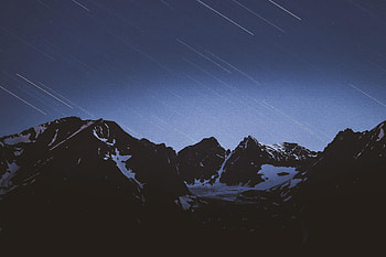 Nature, Mountains, Stars, Snow, Snow Covered, Snowbound, Starfall HD wallpaper