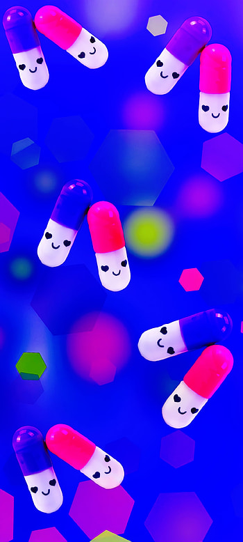 Colorful pills, happy HD phone wallpaper