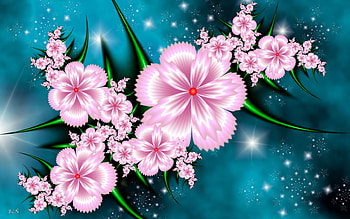 Pink_Blossoms, pink, abstract, blossoms, fractal, wp HD wallpaper