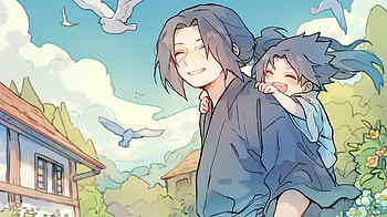 of Itachi and Sasuke Uchiha from Naruto, Anime, Itachi Uchiha, Sasuke Uchiha, Uchiha Clan, Naruto, Sasuke & Itachi HD wallpaper