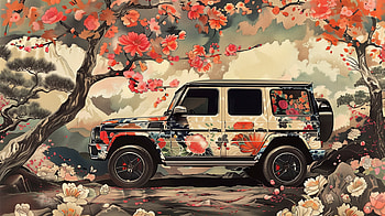Blossom-Adorned G-Class, Mercedes-Benz G-Class, Mercedes-Benz, car, floral design, Artwork HD wallpaper