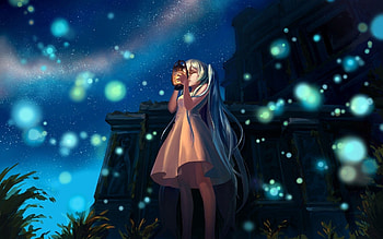 Anime, Night, Shining, Lights, Girl HD wallpaper