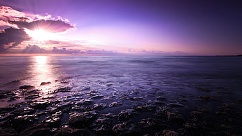 Seascape travels, Purple panorama, Oceanic beauty HD wallpaper