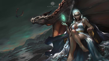 Daenerys, katja skorjanc, frumusete, daenerys targaryen, girl, dark, fantasy, mother, dragon, luminos, princess, game of thrones HD wallpaper