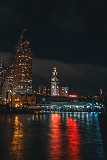 Cities, Usa, Shore, Bank, Night City, United States, Port, San Francisco HD phone wallpaper
