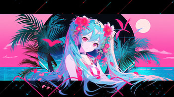 Anime Style Girl in Vaporwave, vaporwave, Anime, girl, anime girl HD wallpaper