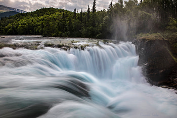 Tanalian Falls, Alaska, waterfall, forests, alaska, nature HD wallpaper