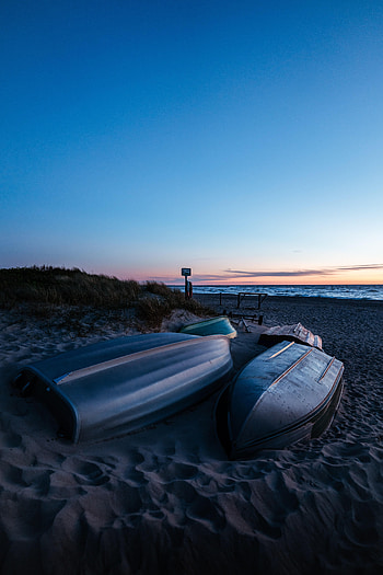 Nature, Sea, Twilight, Sand, Coast, Dusk, Boat HD phone wallpaper