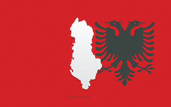 Albania map silhouette, Flag of Albania, silhouette on the flag, Albania, 3d Albania map silhouette, Albania flag, Albania 3d map HD wallpaper