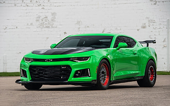Chevrolet Camaro ZL1, 2021, American sports car, new green Camaro ZL1, Camaro ZL1 tuning, American cars, Chevrolet HD wallpaper