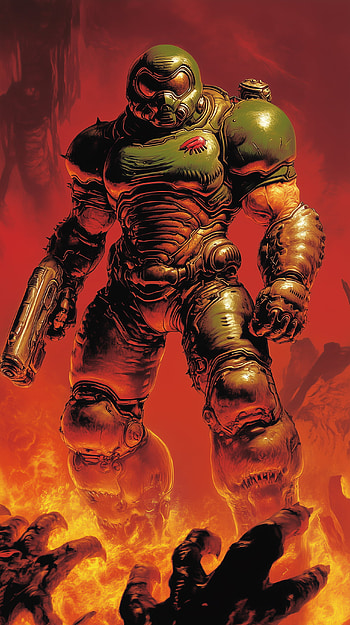 Doom Slayer Fierce Stance – Iconic Video Game , video game, Doom HD phone wallpaper