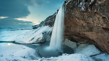 Snow, Winter, Iceland, Waterfall, Waterfalls, Nature, , Seljalandsfoss, Landscape HD wallpaper