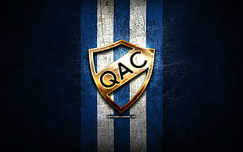 Quilmes FC, golden logo, Primera Nacional, blue metal background, football, argentinian football club, Quilmes AC logo, soccer, Quilmes AC, Argentina, Quilmes Atletico Club HD wallpaper