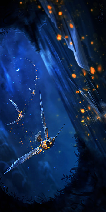 Fantasy, Art, Bird, Flight, Glow, Fantastic HD phone wallpaper