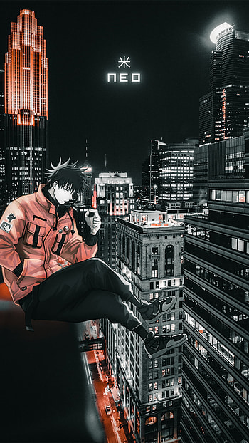Megumi Drip, city, Megumi Fushiguro, Jujutsu Kaisen, anime city, Drip HD phone wallpaper