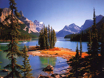 Mountain landscape, mirror, landscape, water, lake, tree, mountain HD wallpaper