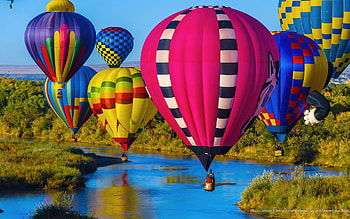 balloons, fun, cool, nature, lake HD wallpaper