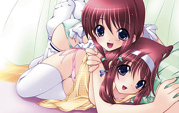 Anime girls, cute, sisters HD wallpaper