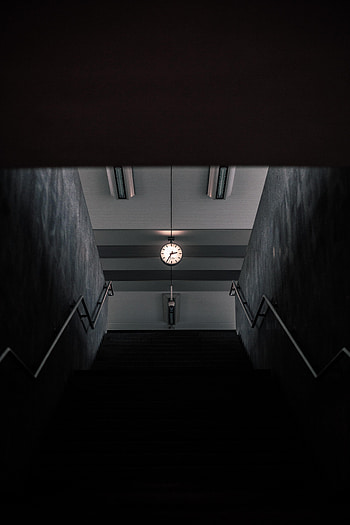 Clock, Dark, Miscellanea, Miscellaneous, Ladder, Stairs, Room, Premises HD phone wallpaper