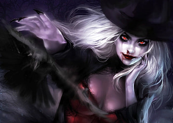 The witch, white, black, loputon, red eyes, girl, hand, witch, halloween, fantasy, close-up, luminos, hat HD wallpaper