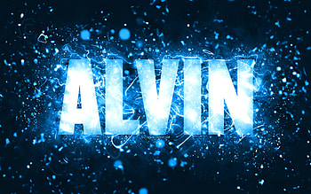 Happy Birtay Alvin, , blue neon lights, Alvin name, creative, Alvin Happy Birtay, Alvin Birtay, popular american male names, with Alvin name, Alvin HD wallpaper