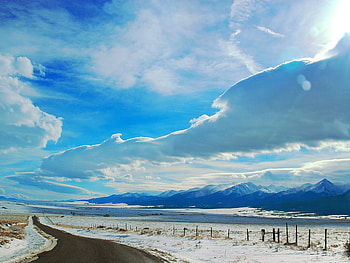 Snow, Road, , Cloud, Mountain HD wallpaper