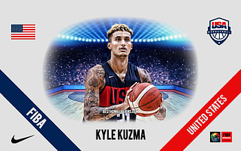 Kyle Kuzma, United States national basketball team, American Basketball Player, NBA, portrait, USA, basketball HD wallpaper