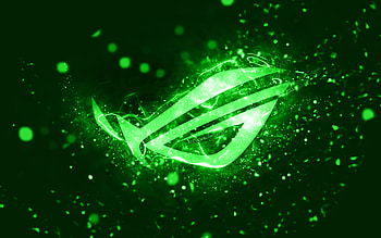 Rog green logo, , green neon lights, Republic Of Gamers, creative, green abstract background, Rog logo, Republic Of Gamers logo, Rog HD wallpaper