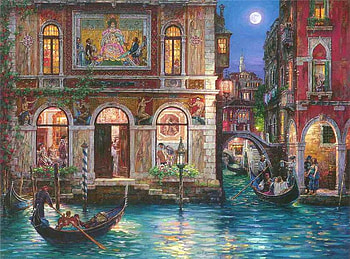 Streets Of Venus, buildings, float, boats, water, streetlights HD wallpaper