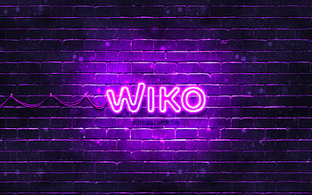 Wiko violet logo, , violet brickwall, Wiko logo, brands, Wiko neon logo, Wiko HD wallpaper