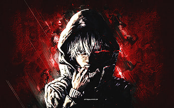 Edward Elric, Tokyo Ghoul, red stone background, Tokyo Ghoul characters, grunge art, japanese manga HD wallpaper