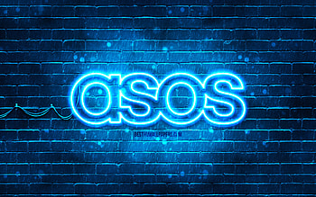 ASOS blue logo, , blue brickwall, ASOS logo, brands, ASOS neon logo, ASOS HD wallpaper