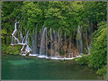Plitvice Lakes, falls, trees, water, lake HD wallpaper