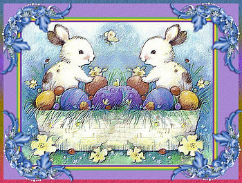 Happy Easter Friends, blue, basket, bunnys, chocolate, easter, eggs HD wallpaper