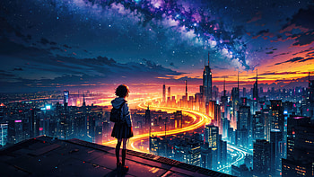 Starry Reverie Anime Scenery , anime-girl, anime, artist, artwork, digital-art, deviantart HD wallpaper