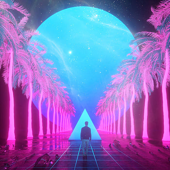 Art, Palms, Imagination, Guy, Tile, Triangle HD phone wallpaper