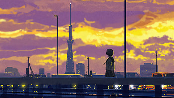 Walking Alone At Bridge, anime-girl, anime, alone, artist, artwork, digital-art, artstation HD wallpaper