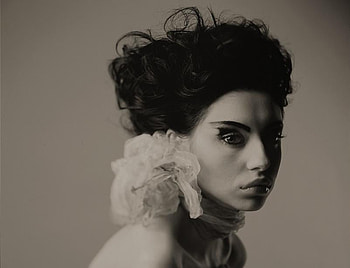 SAD, rose, mask, graphy, make up, portrait, bw, woman HD wallpaper