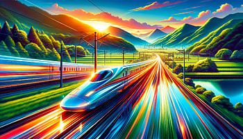 Speeding Bullet Train - Vibrant Sunset Journey, bullet train, landscape, mountain HD wallpaper