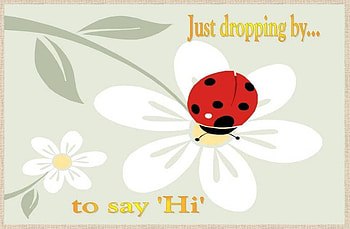 Just dropping by..., ladybird, greeting, flowers HD wallpaper