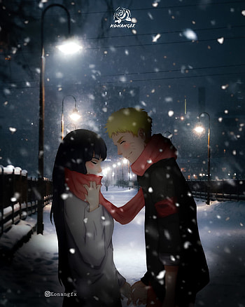 Hinata and Naruto, naruto , midnight, winter, cold, uzumaki family, naruto uzumaki, hyuga, naruto shippuden, uzumaki, anime winter, naruto the last, snow, hinata hyuga, naruto anime, naruto couple HD phone wallpaper