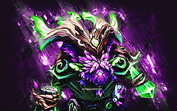Ornn, Teamfight Tactics, League of Legends, purple stone background, LoL, League of Legends characters, Ornn League of Legends HD wallpaper