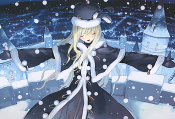 Ryo Ueda, snowflakes, anime, winter day, ueda ryo, snowy night HD wallpaper