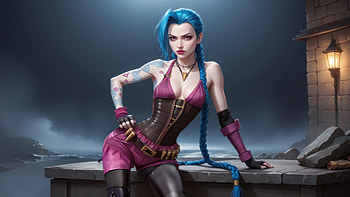 Jinx Strength Beyond, jinx-league-of-legends, league-of-legends, games, artist, artwork, digital-art, ai, video-games, deviantart HD wallpaper
