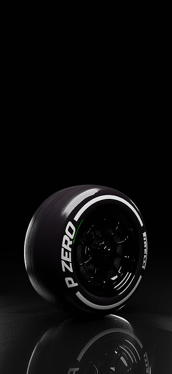 Formula 1 Pirelli tire, automotive lighting, digital, art, flash graphy, 3d design, formula 1, black, F1, full , tyre, digital art, zero, 3d, pirelli tire, formula 1 tire, model, shiny HD phone wallpaper