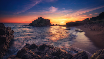 Beach, nature, coast, sunset HD wallpaper