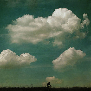 Sky, Art, Clouds, Silhouette, Cyclist HD phone wallpaper