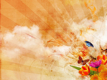 Spring, butterflies, sunshine, 3d, clouds, flowers, reys HD wallpaper